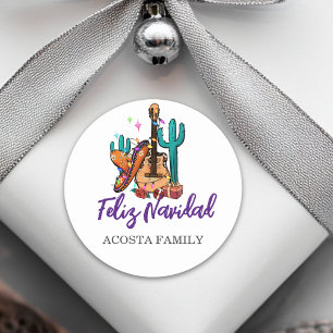Adesivo Redondo Natal Feliz Natal Cacto Chapéu