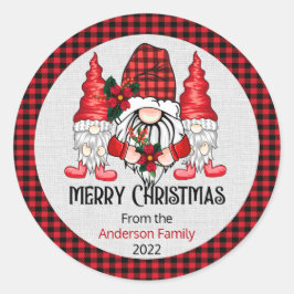 Adesivo Redondo Natal - Feliz Natal Gnomos