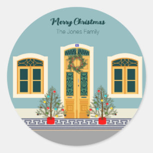Adesivo Redondo Natal Férias Casa Festiva Portuguesa