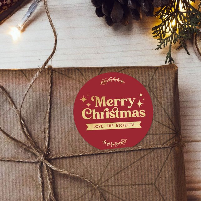 Adesivo Redondo Natal Festivo Groovy Retrô Férias (Criador carregado)