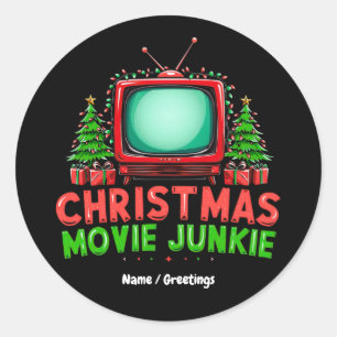 Adesivo Redondo Natal Filme Junkie Retro Holiday Funny Matchi