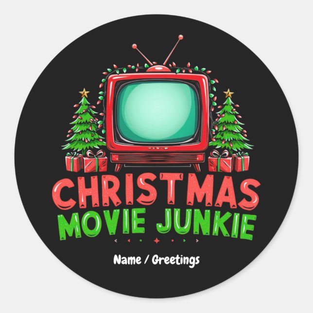 Adesivo Redondo Natal Filme Junkie Retro Holiday Funny Matchi (Frente)