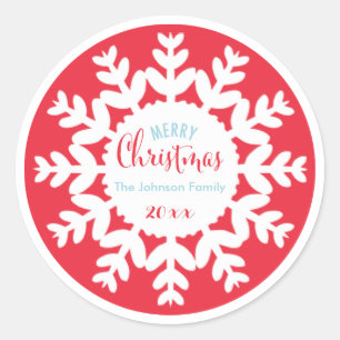 Adesivo Redondo Natal   Floco de neve   autocolante