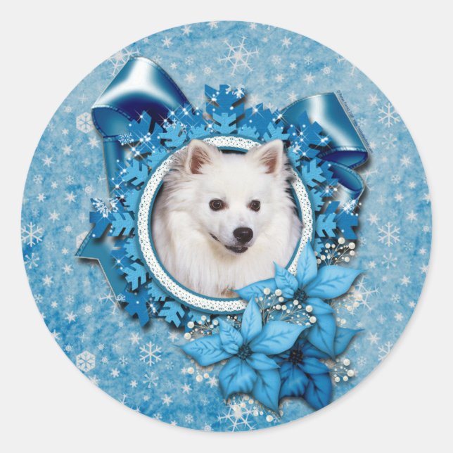 Adesivo Redondo Natal - Floco de Neve Azul - Eskimo Americano (Frente)