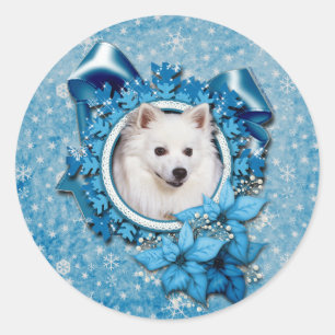 Adesivo Redondo Natal - floco de neve azul - esquimó americano