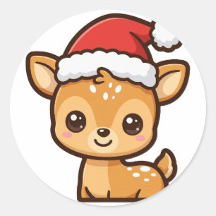 Adesivo Redondo Natal Fofo da Rena Santa