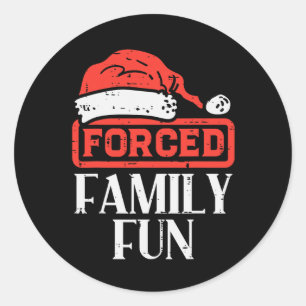Adesivo Redondo Natal Forçado Família Divertida Engraçado Xmas Sar