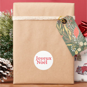 Adesivo Redondo Natal francês Red "Joyeux Noël"