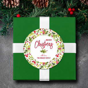 Adesivo Redondo Natal Greenery Berries Feriado