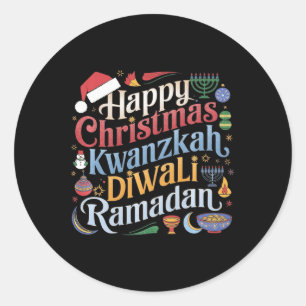 Adesivo Redondo Natal Hanukkah Kwanzaa Diwali Ramadan