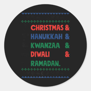 Adesivo Redondo Natal Hanukkah Kwanzaa Diwali Ramadan Funny Ug