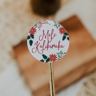 Adesivo Redondo Natal havaiano de Mele Kalikimaka