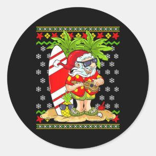 Adesivo Redondo Natal havaiano em julho Mele Kalikimaka Papai Noel