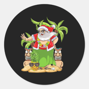 Adesivo Redondo Natal havaiano Mele Kalikimaka Dança Hula Papai No
