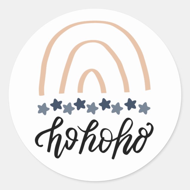 Adesivo Redondo Natal Ho Ho Boho Rainbow (Frente)