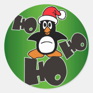 Adesivo Redondo Natal - Ho Ho Ho Papai Noel Pinguim 1