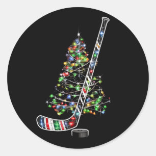 Adesivo Redondo Natal Hockey Sports Ball Santa Hat Xmas