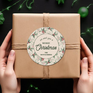 Adesivo Redondo Natal Holly Berry Comida Feriado Caseiro