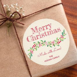 Adesivo Redondo Natal Holly Berry Comida Feriado Caseiro