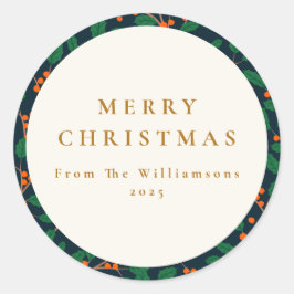 Adesivo Redondo Natal Holly Botanical Greenerescer Personalizado D