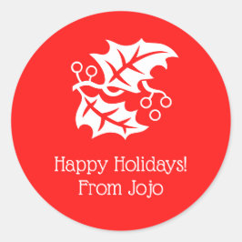 Adesivo Redondo Natal Holly Holiday Red White 4Helen