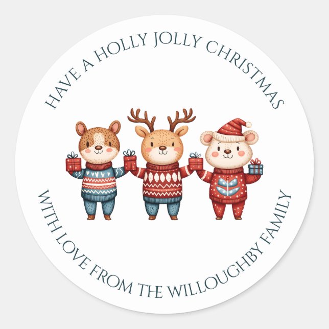 Adesivo Redondo Natal Holly Jolly (Frente)
