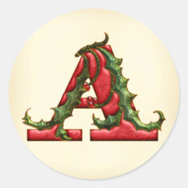 Adesivo Redondo Natal Holly Monograma Um Envelope Selos