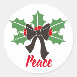 Adesivo Redondo Natal Holly / Paz/ Férias de Natal