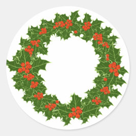 Adesivo Redondo Natal Holly Wreath