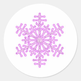 Adesivo Redondo Natal Inverno Rosa Bonito Floco de Neve