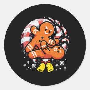 Adesivo Redondo Natal Jiu Jitsu Gingerpão Xmas Luta Bjj