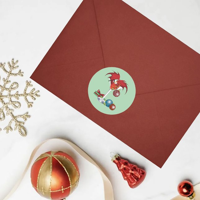 Adesivo Redondo Natal Joy Dragon (Criador carregado)