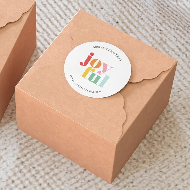 Adesivo Redondo Natal "Joyful" multicolorido (Criador carregado)