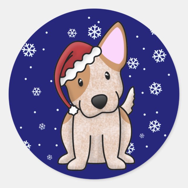 Adesivo Redondo Natal Kawaii Red Heeler (Frente)