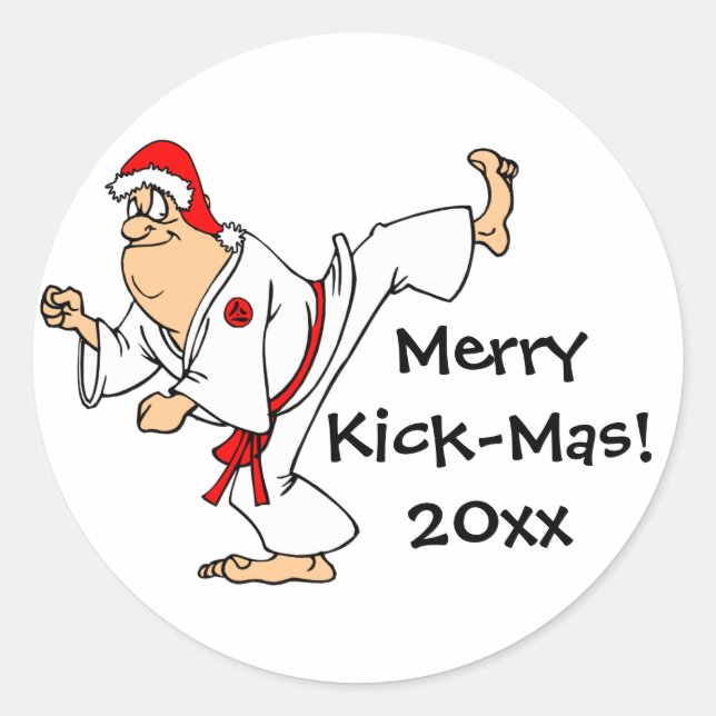 Adesivo Redondo Natal "Kick-Mas" da Feliz das Artes Marciais (Frente)