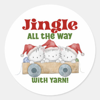 Adesivo Redondo Natal Kittens Jingle com Yarn
