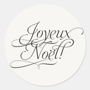 Adesivo Redondo Natal Label_Joyeux Noel