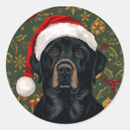 Adesivo Redondo Natal labrador preto