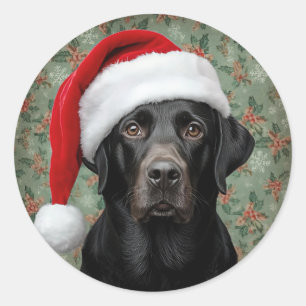 Adesivo Redondo Natal labrador preto