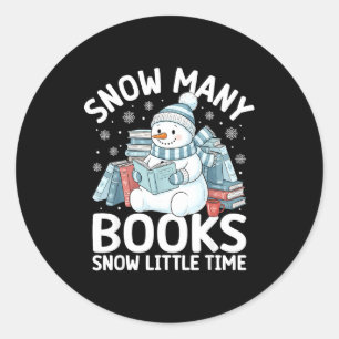 Adesivo Redondo Natal Leitura Boneco de Neve Tantos Livros Homens