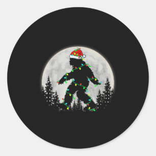 Adesivo Redondo Natal Luzes Bigfoot Rock Divertido Sasquatc