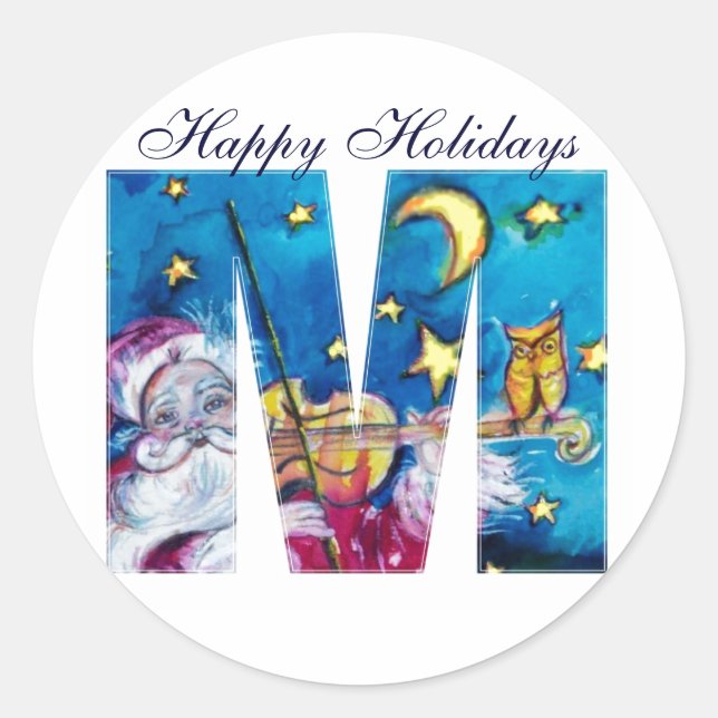 ADESIVO REDONDO NATAL M CARTA/PAPAIS NOEIS INSPIRADOS MONOGRAMA (Frente)