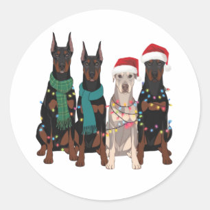 Adesivo Redondo Natal Mãe de Cachorro Amante Doberman Feriado 