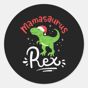 Adesivo Redondo Natal Mamãe Saurus Rex Dinossauro Mãe Natal 
