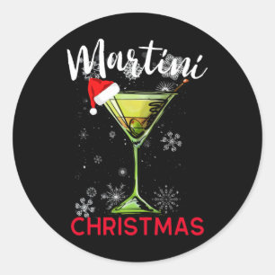 Adesivo Redondo Natal Martini Tail Feliz Hour Divertido Beber Pres
