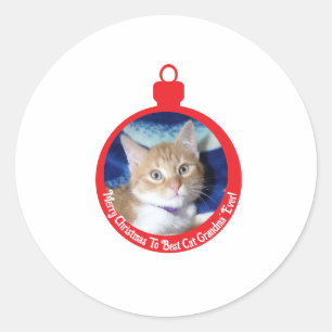 Adesivo Redondo Natal, Melhor Avó de Gato' ,
