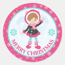 Natal Menina da Neve Rosa e Azul Inverno