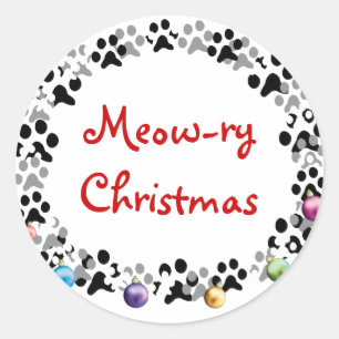 Adesivo Redondo Natal Meow-relé