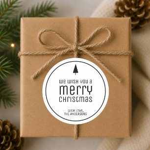 Adesivo Redondo Natal Minimalista Preto e Branco
