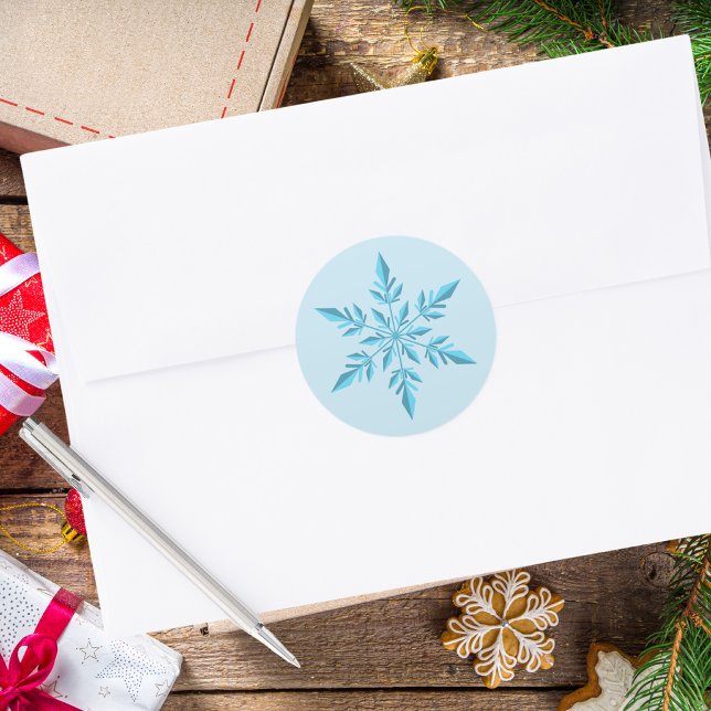 Adesivo Redondo Natal Mínimo Elegante Floco de Neve de inverno Sim (Criador carregado)